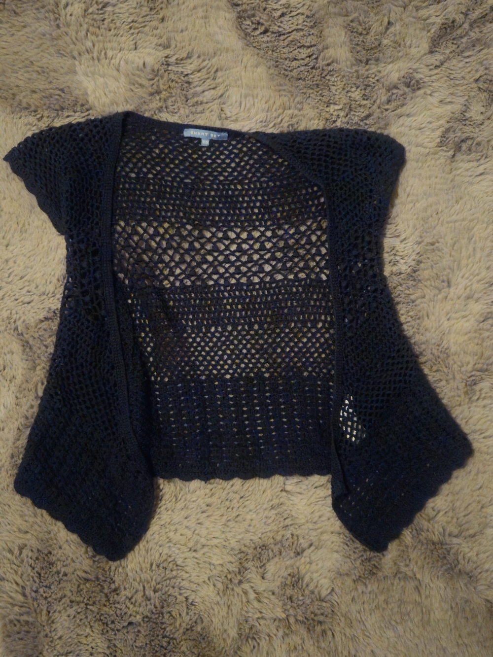 Smart Set Navy Open-Knit Short Sleeve Shrug